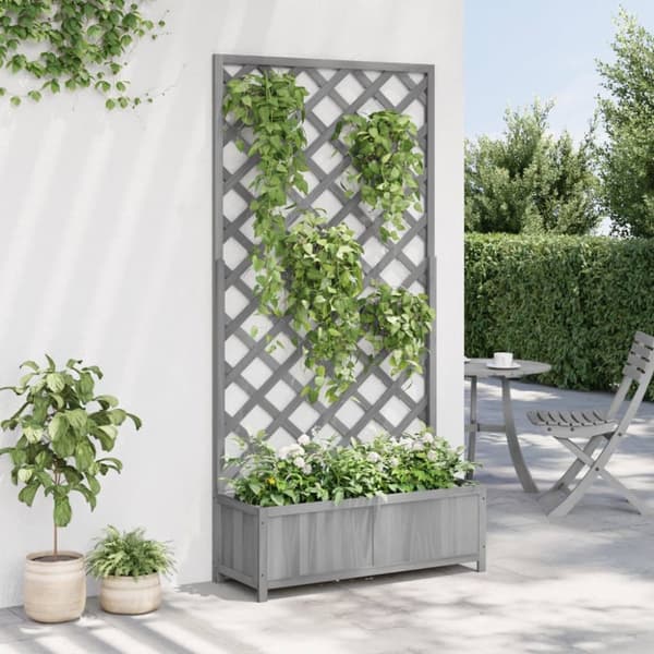 The Living Store plantekasse med espalier massivt grantræ grå -  Plantekrukker