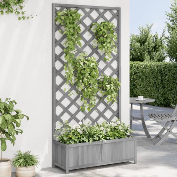 The Living Store plantekasse med espalier massivt grantræ grå -  Plantekrukker