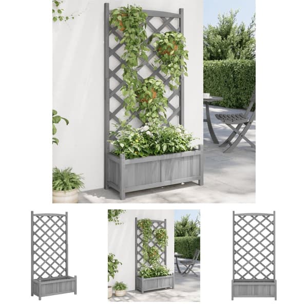 The Living Store plantekasse med espalier massivt grantræ grå -  Plantekrukker