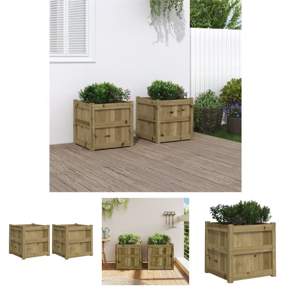 The Living Store plantekasser 2 stk. imprægneret fyrretræ -  Plantekrukker