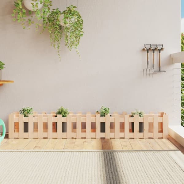 The Living Store højbed med stakitdesign 200x30x30 cm massivt fyrretræ -  Plantekrukker