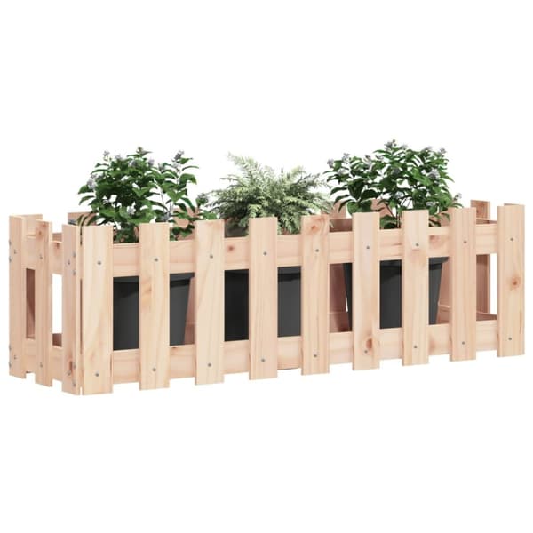 The Living Store højbed med stakitdesign 100x30x30 cm massivt fyrretræ -  Plantekrukker