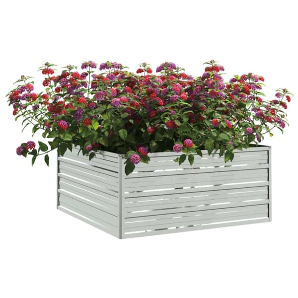 The Living Store højbed 100x100x45 cm galvaniseret stål sølvfarvet - Plantekrukker