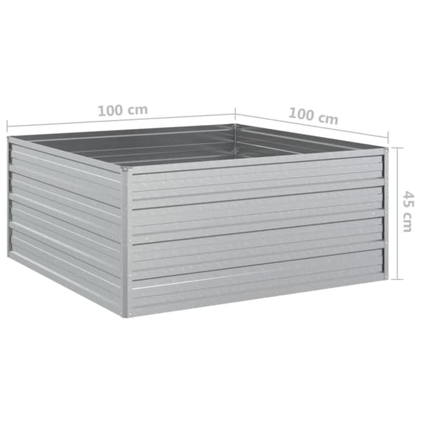 The Living Store højbed 100x100x45 cm galvaniseret stål sølvfarvet -  Plantekrukker