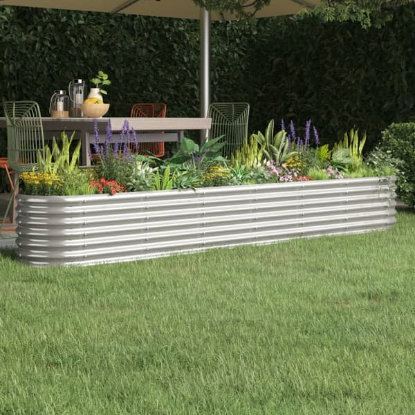 The Living Store plantekasse 260x40x36 cm pulverlakeret stål sølvfarvet -  Plantekrukker