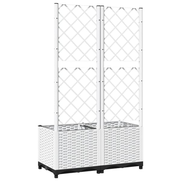 The Living Store plantekasse med espalier 80x40x136 cm PP hvid -  Plantekrukker