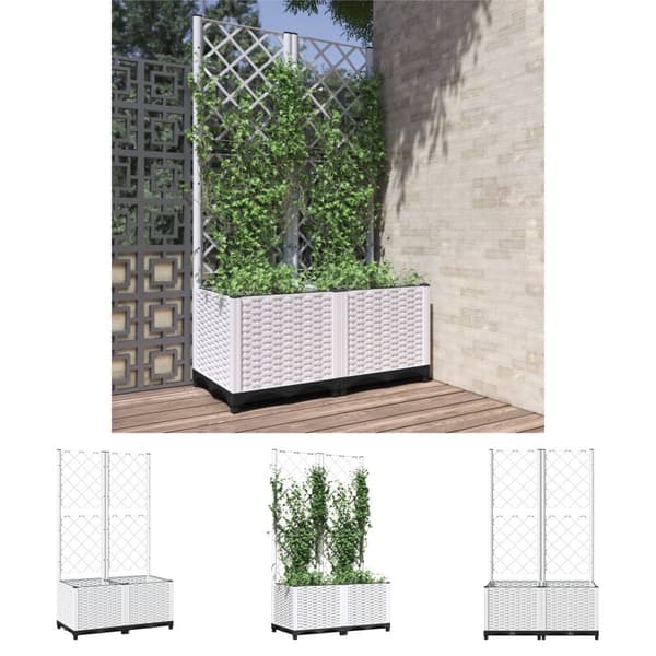 The Living Store plantekasse med espalier 80x40x136 cm PP hvid -  Plantekrukker