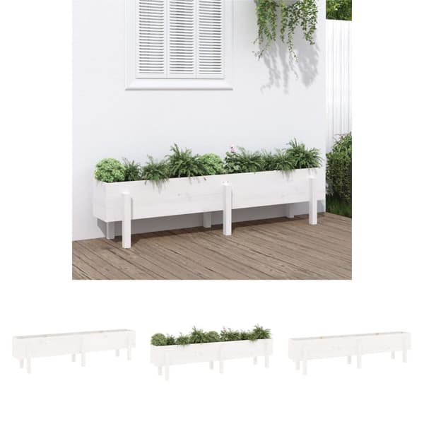 The Living Store højbed 160x30x38 cm massivt fyrretræ hvid -  Plantekrukker