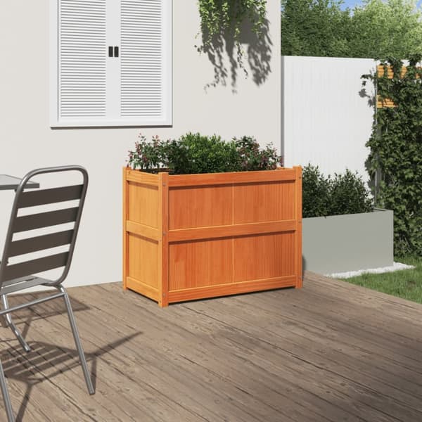 The Living Store plantekasse 90x50x70 cm massivt fyrretræ gyldenbrun - Plantekrukker