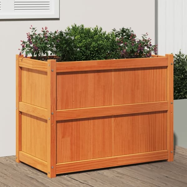 The Living Store plantekasse 90x50x70 cm massivt fyrretræ gyldenbrun - Plantekrukker