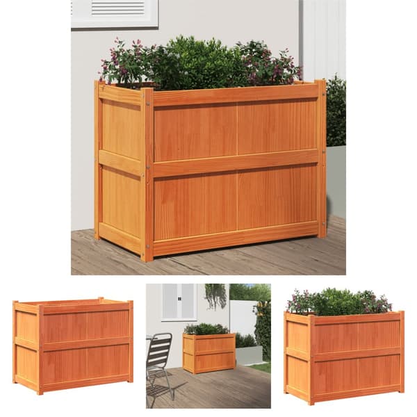 The Living Store plantekasse 90x50x70 cm massivt fyrretræ gyldenbrun -  Plantekrukker