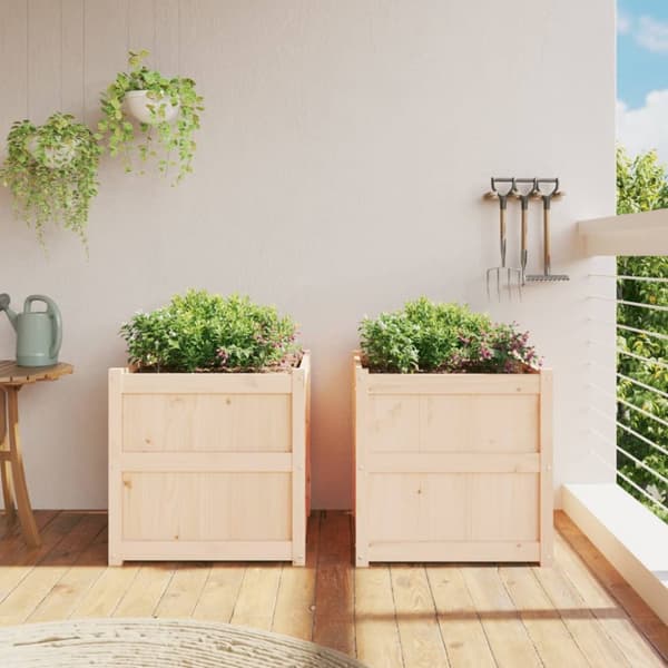 The Living Store plantekasser 2 stk. massivt fyrretræ - Plantekrukker