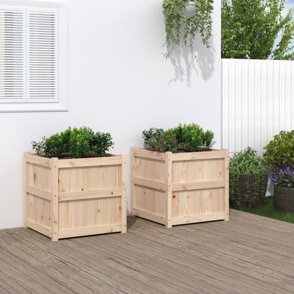 The Living Store plantekasser 2 stk. massivt fyrretræ - Plantekrukker
