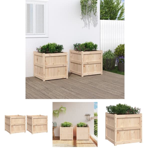The Living Store plantekasser 2 stk. massivt fyrretræ - Plantekrukker