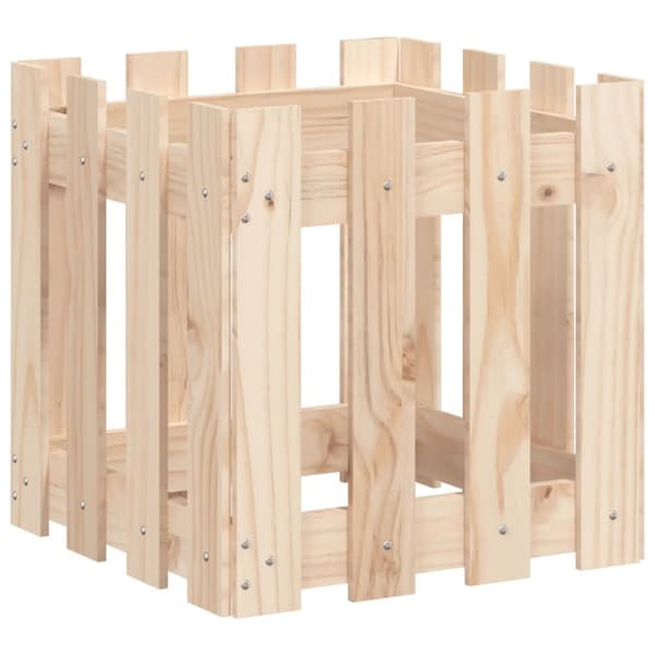 The Living Store plantekasse med stakitdesign 40x40x40 cm massivt fyrretræ - Plantekrukker