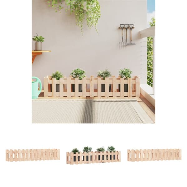 The Living Store højbed med stakitdesign 150x30x30 cm massivt fyrretræ - Plantekrukker