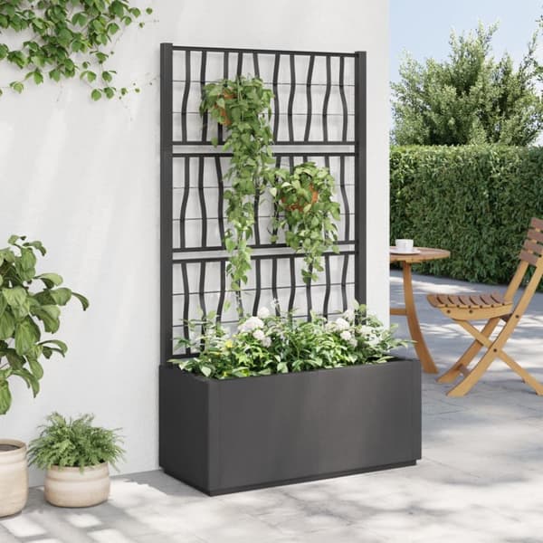 The Living Store plantekasse med espalier 80x36x140 cm PP mørkegrå -  Plantekrukker