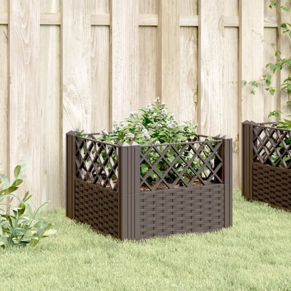 The Living Store plantekasse med spyd 43,5x43,5x43,5 cm PP brun -  Plantekrukker