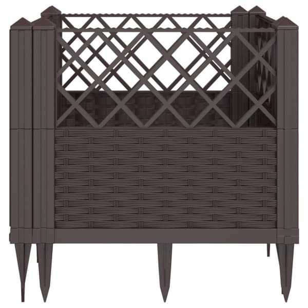 The Living Store plantekasse med spyd 43,5x43,5x43,5 cm PP brun -  Plantekrukker