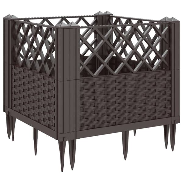 The Living Store plantekasse med spyd 43,5x43,5x43,5 cm PP brun -  Plantekrukker