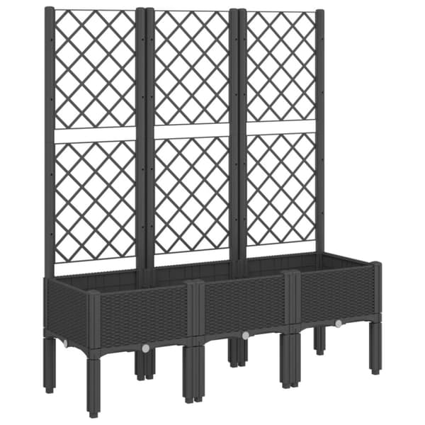 The Living Store plantekasse med espalier 120x40x142 cm PP sort -  Plantekrukker