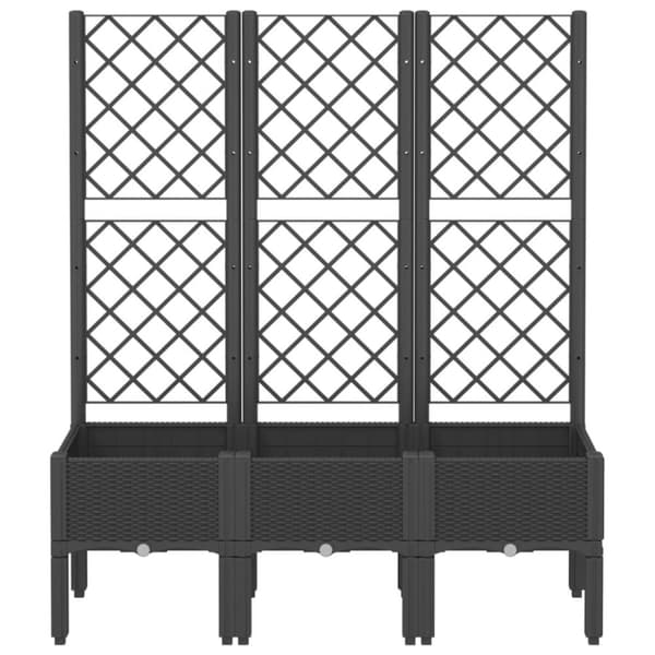 The Living Store plantekasse med espalier 120x40x142 cm PP sort -  Plantekrukker