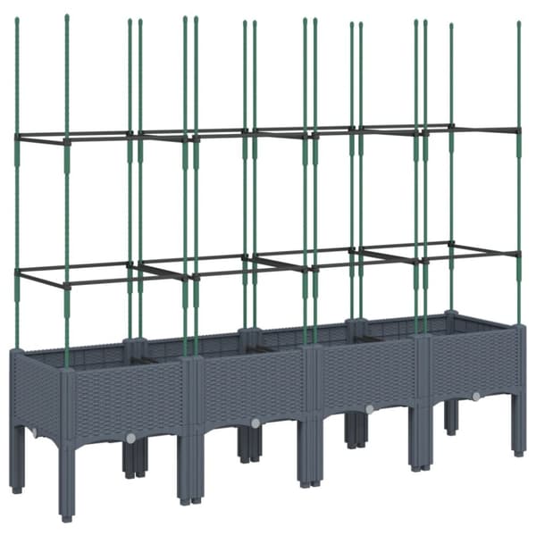 The Living Store plantekasse med espalier 160x40x142,5 cm PP grå -  Plantekrukker