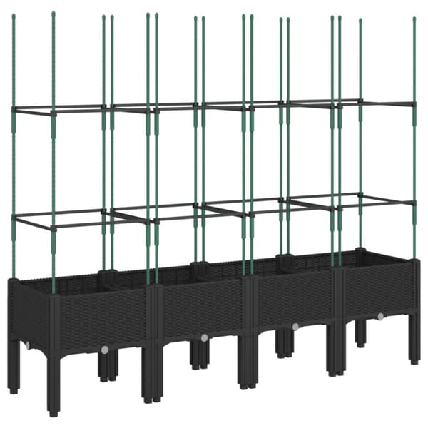 The Living Store Odlingslåda med spaljé svart 160x40x142,5 cm PP -  Krukor & odlingslådor