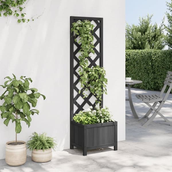 The Living Store plantekasse med espalier massivt grantræ sort -  Plantekrukker