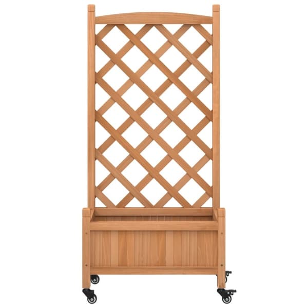 The Living Store Odlingslåda med spaljé och hjul brun massivt granträ -  Krukor & odlingslådor