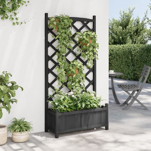 The Living Store plantekasse med espalier massivt grantræ sort -  Plantekrukker