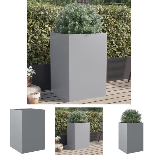 The Living Store Odlingslåda silver 52x48x75 cm galvaniserat stål - Krukor & odlingslådor