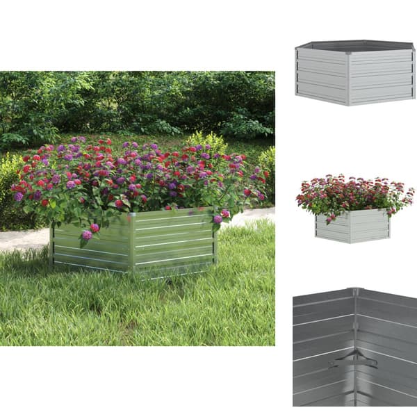 Plantekrukker - Living højbed 129x45 cm galvaniseret stål sølvfarvet