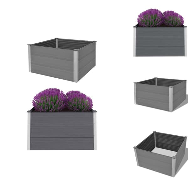Krukor & odlingslådor - Living Odlingslåda upphöjd WPC 100x100x54 cm grå