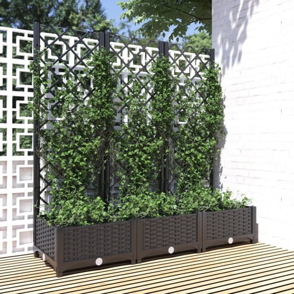 Plantekrukker - Living plantekasse med espalier 120x40x121,5 cm PP sort