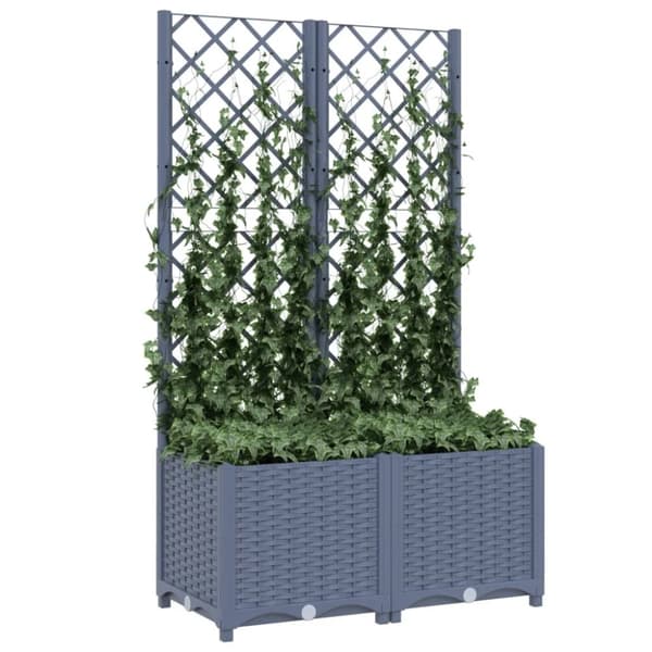 Krukor & odlingslådor - Living Odlingslåda med spaljé mörkgrå 80x40x136 cm PP