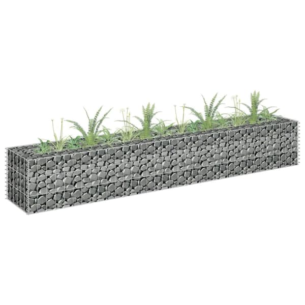 Krukor & odlingslådor - Living Planteringsgabion upphöjd galvaniserat stål 180x30x30 cm
