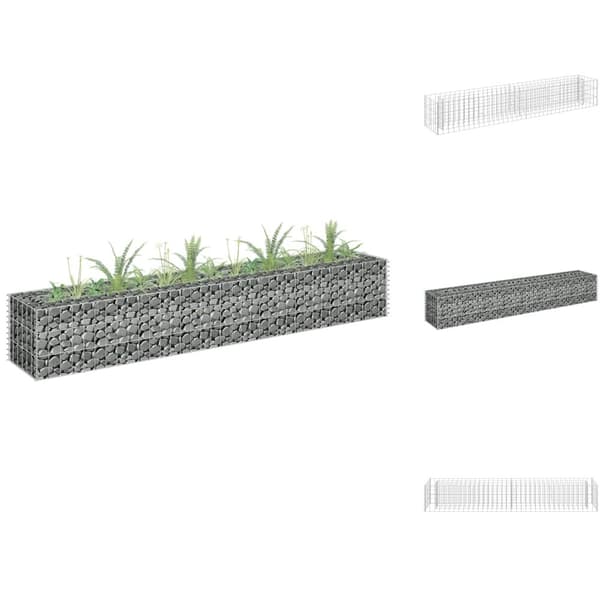 Krukor & odlingslådor - Living Planteringsgabion upphöjd galvaniserat stål 180x30x30 cm