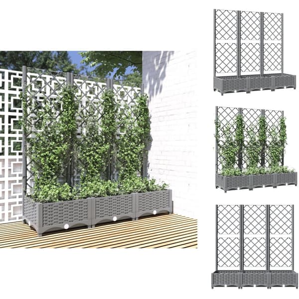 Plantekrukker - Living plantekasse med espalier 120x40x121,5 cm PP lysegrå