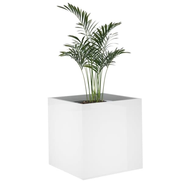 Krukor & odlingslådor - Living Odlingslåda vit högglans 40x40x40 cm konstruerat trä