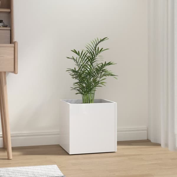 Krukor & odlingslådor - Living Odlingslåda vit högglans 40x40x40 cm konstruerat trä