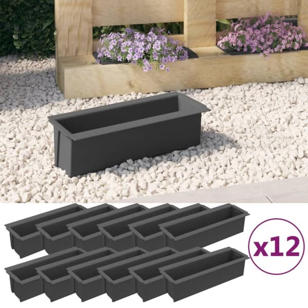 Krukor & odlingslådor - Living Blomlådor för Europallar 12 st grå 36x13,5x9,5 cm PP