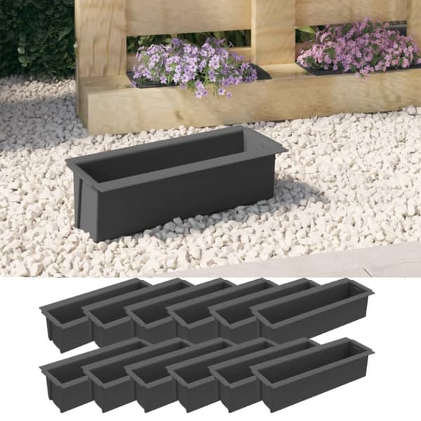 Krukor & odlingslådor - Living Blomlådor för Europallar 12 st grå 36x13,5x9,5 cm PP