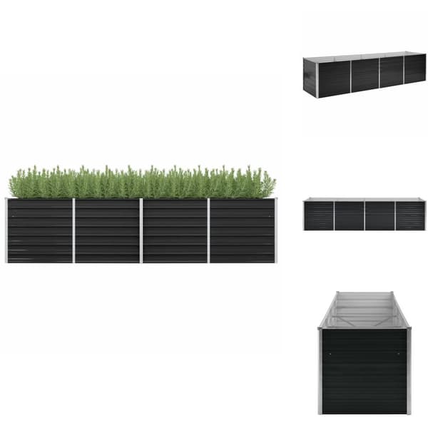 Plantekrukker - Living hævet plantekasse 320x80x77 cm galvaniseret stål antracitgrå