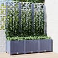Miniatyrbillede 2 af 9: Plantekrukker - Living plantekasse med espalier 120x40x136 cm PP mørkegrå