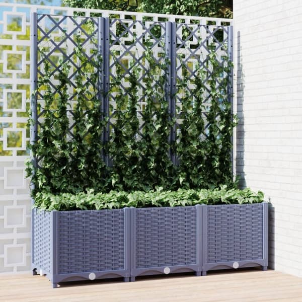 Plantekrukker - Living plantekasse med espalier 120x40x136 cm PP mørkegrå