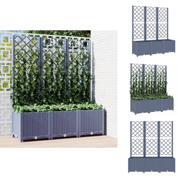 Plantekrukker - Living plantekasse med espalier 120x40x136 cm PP mørkegrå