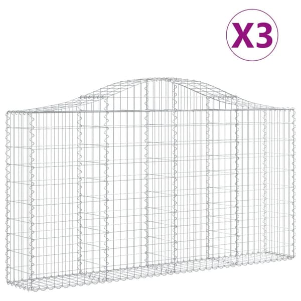 Plantekrukker - Living buede gabionkurve 3 stk. 200x30x100/120 cm galvaniseret jern