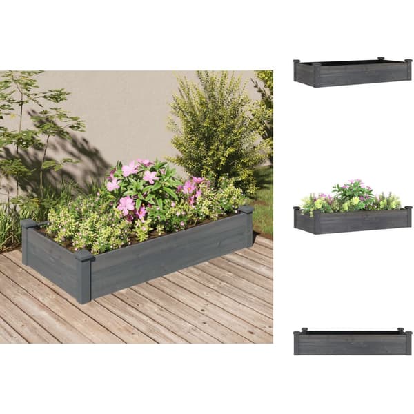 Plantekrukker - Living højbed med foring 120x60x25 cm massivt fyrretræ grå
