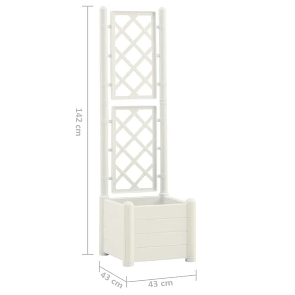 Plantekrukker - Living plantekasse med espalier 43x43x142 cm PP hvid